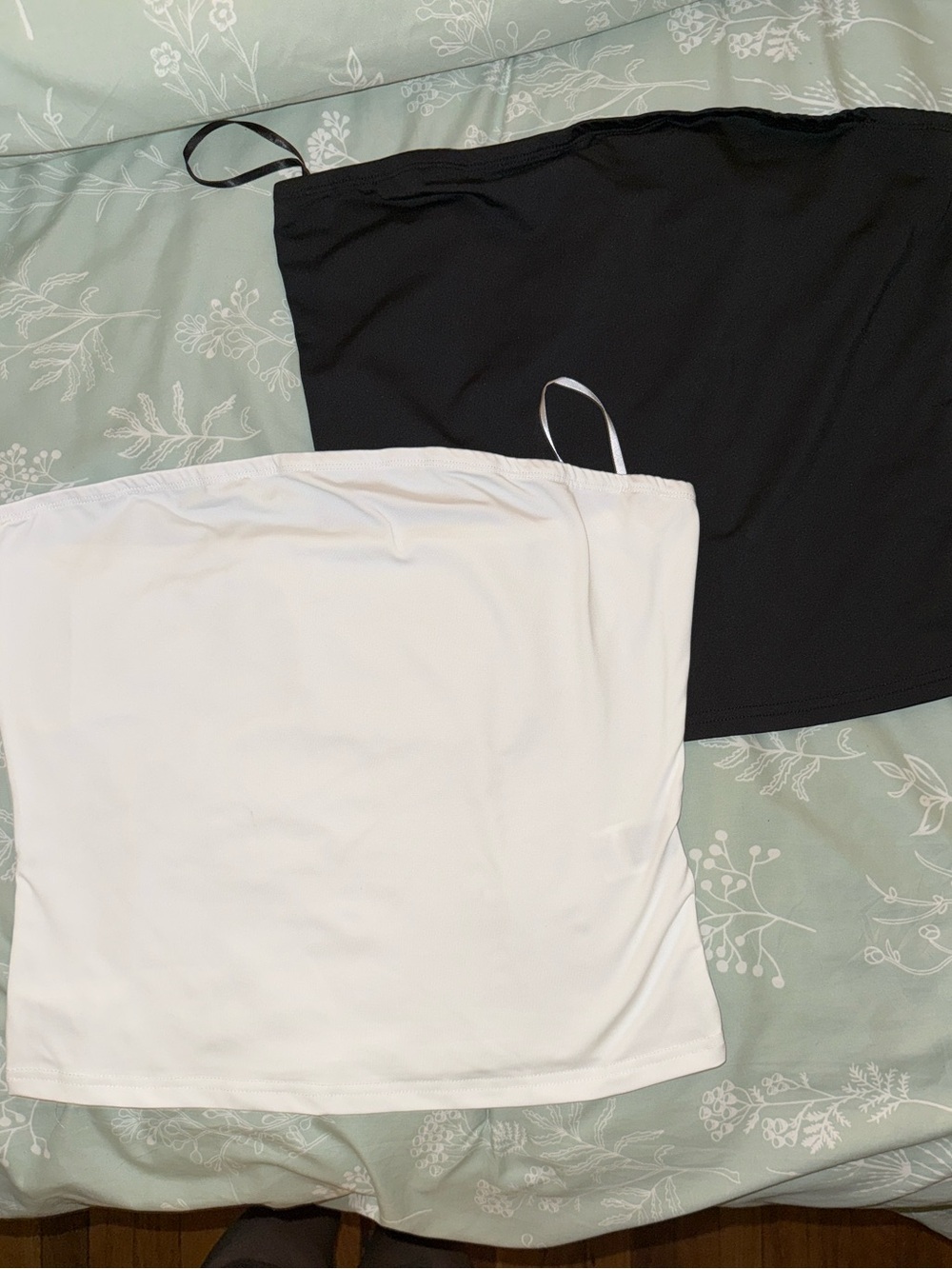 SHEIN Black & White Strapless Tube Top Set